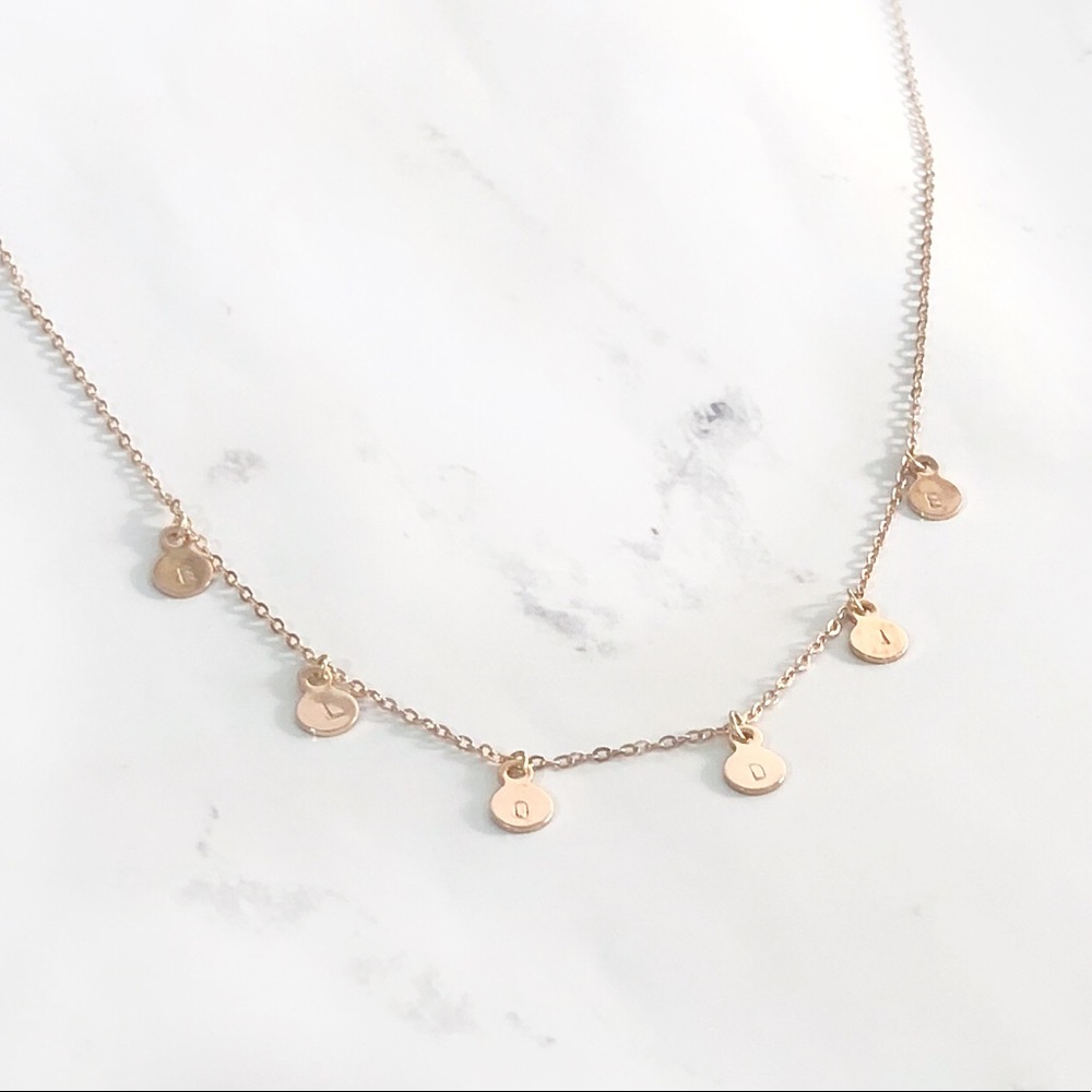 rose gold filled coin disc charm choker necklace